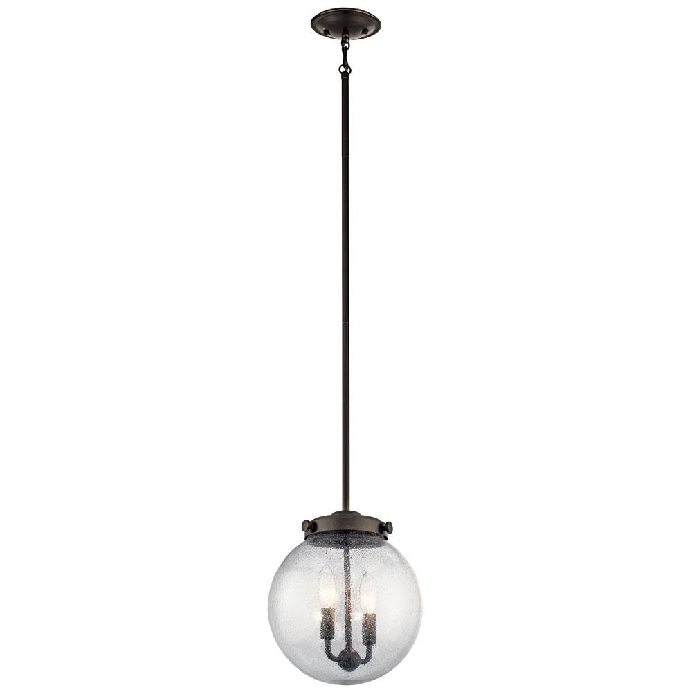 Kichler 42588OZ Holbrook 12" 2 Light Mini Pendant with Clear Seeded Glass in Olde Bronze®